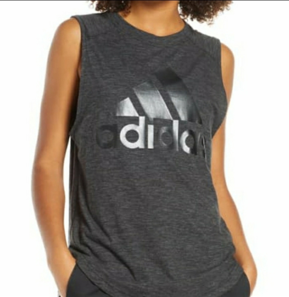 Adidas Black and Gray Sleeveless Top